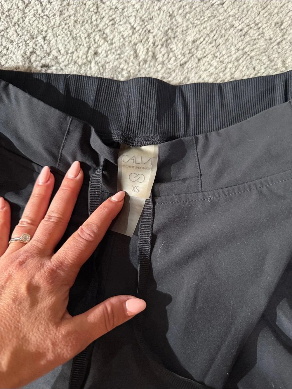 Women's Black Athletic Drawstring Shorts with Zip Pockets
